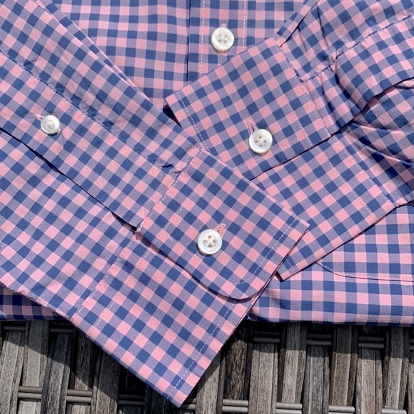 𝅺vineyard Vines Performance Bradey Gingham Slim Fit Tucker Shirt - Picture 11 of 16